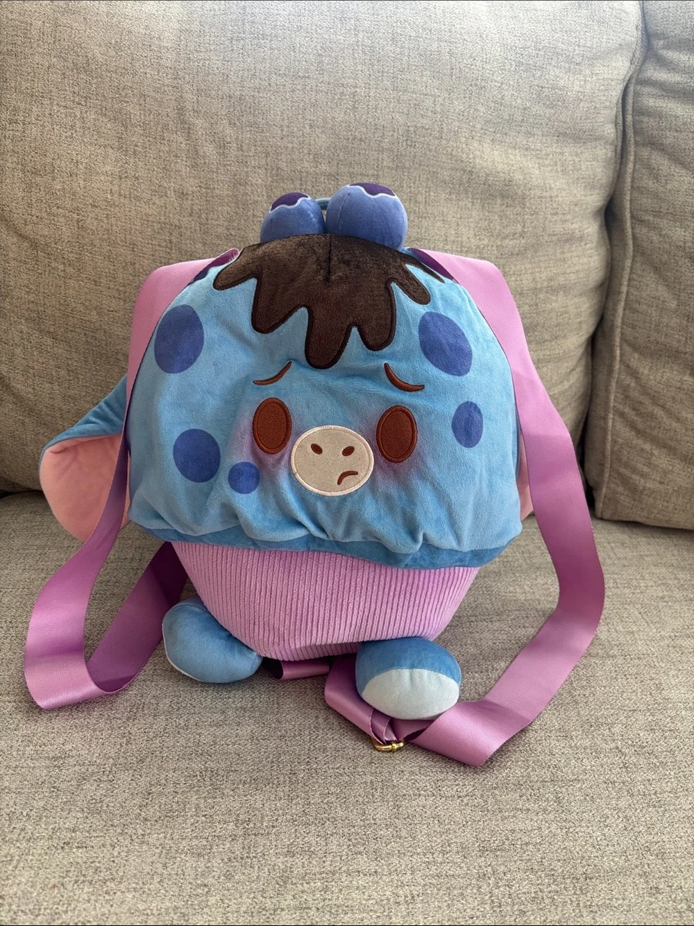 Disney Plush Blue & Purple Cupcake Character Kids Backpack